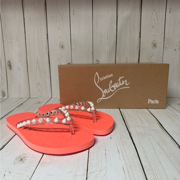 Christian Louboutin Rubber Spike Loubi Donna Flip Flop Sandals Sz